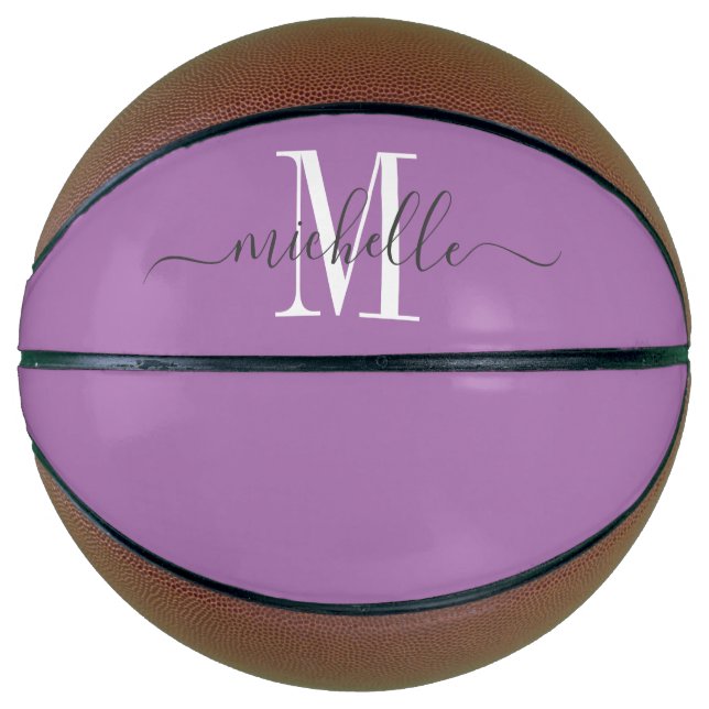 Balón De Baloncesto Lavanda Monogramada personalizada (Anverso)