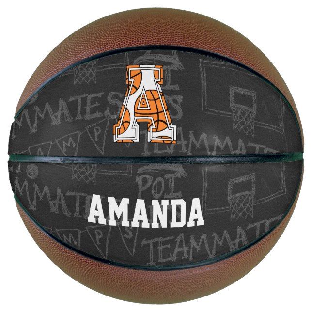 Balón De Baloncesto Letra A de baloncesto de pizarra personalizada (Anverso)