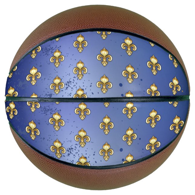 Balón De Baloncesto Lirios de oro sobre azul (Anverso)