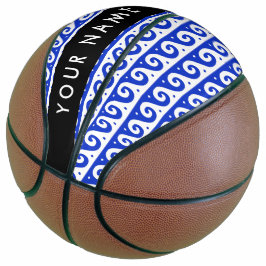 Balón De Baloncesto Llave de malandrina griega, llave de ola, azul, tu