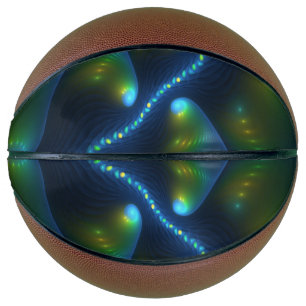 Balón De Baloncesto Luces de fantasía Resumen Fractal amarillo verde a