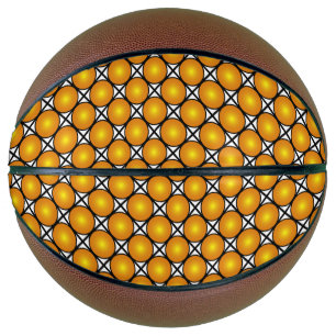 Balón De Baloncesto Luminosos puntos dorados patrón de celosía negro b