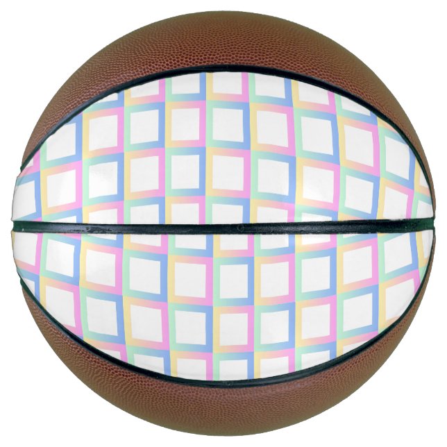 Balón De Baloncesto Marcos de patrones de gradiente simétricos blancos (Anverso)