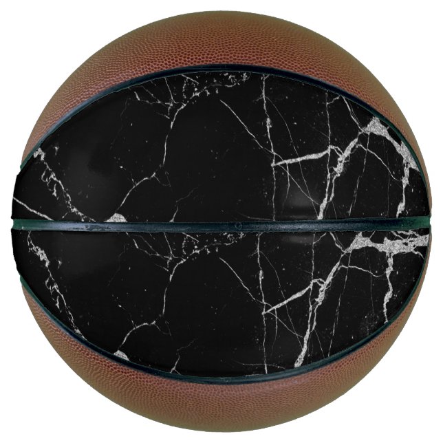 Balón De Baloncesto Mármol de vena negra y plateada (Anverso)