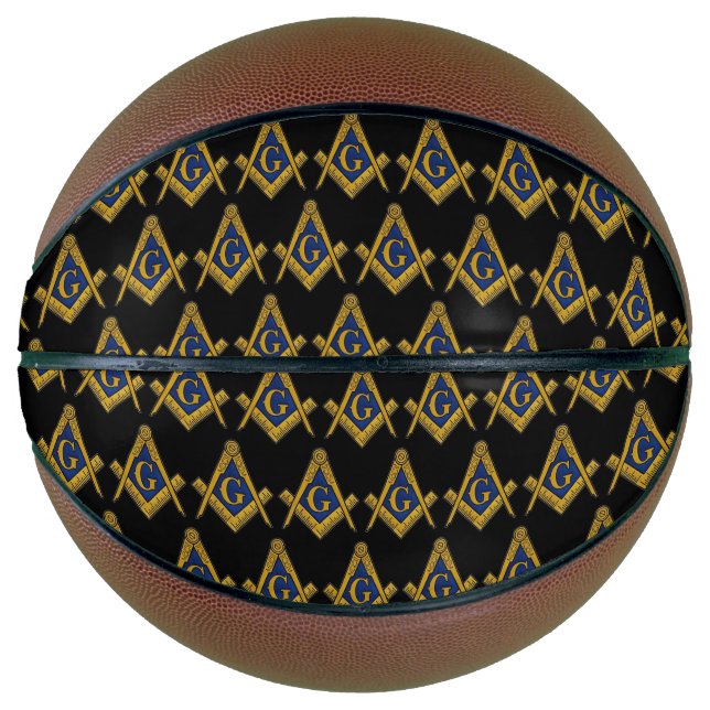Balón De Baloncesto Masonic Freemasons Square y Compass Black (Anverso)
