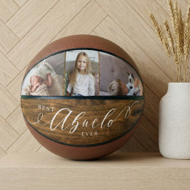 Balón De Baloncesto Mejor Collage de fotos Abuelo Script Woodgrain