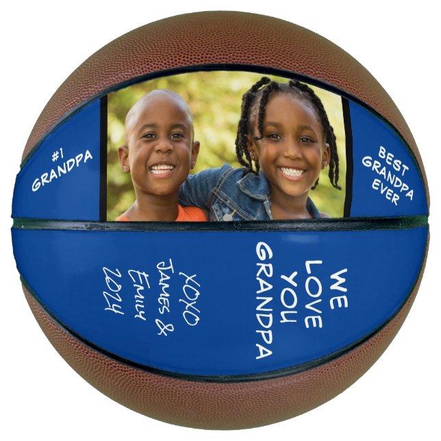 Balón De Baloncesto Mejor foto azul del abuelo nunca (Anverso)