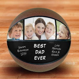 Balón De Baloncesto Mejor foto de papá jamás personalizada negro
