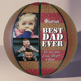 Balón De Baloncesto Mejor Papá del Mundo Impresión en Cuero 2 Fotos Dí