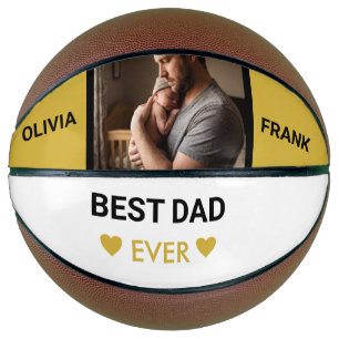 Balón De Baloncesto Mejor Papá del Mundo Papá y Foto de Bebé Dorado Dí
