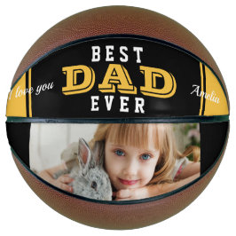 Balón De Baloncesto Mejor Papá del Mundo Tipografía Amarilla Foto