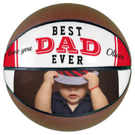 Balón De Baloncesto Mejor Papá del Mundo Tipografía Foto Roja