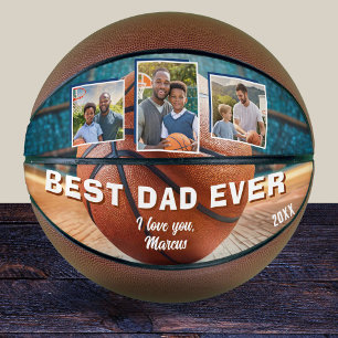 Balón De Baloncesto Mejor Papá Moderno del Mundo 3 Collage de Fotos Pa