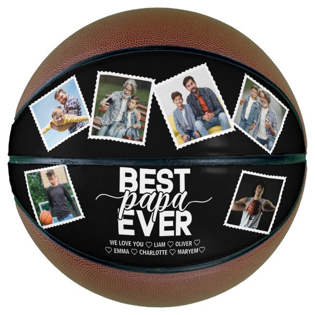 Balón De Baloncesto Mejor Papa nunca y familia 6 fotos Día del Padre (Anverso)