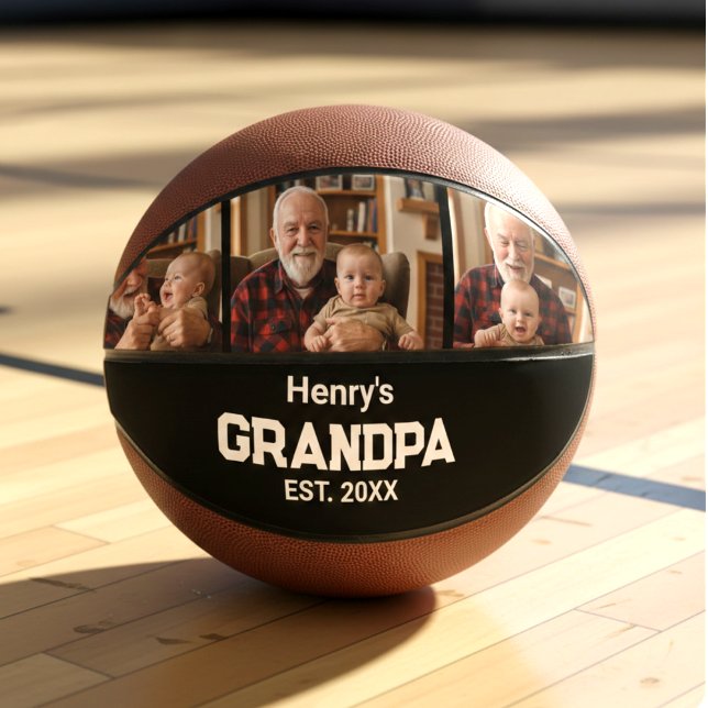 Balón De Baloncesto Modern Grandpa Est. Name Year 3 Photo  (Subido por el creador)