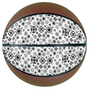 Balón De Baloncesto Mono patrón decorativo arabesco blanco negro lindo