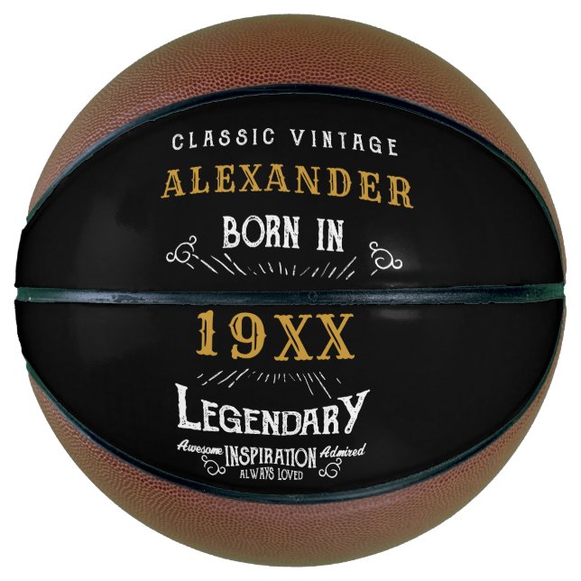 Balón De Baloncesto Monograma de cumpleaños personalizado Padre legend (Anverso)