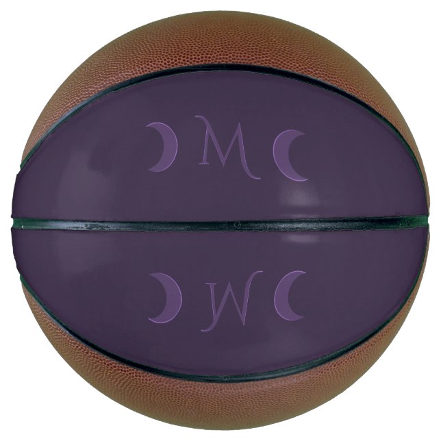 Balón De Baloncesto Monograma de las lunas de media luna violeta y tur (Anverso)