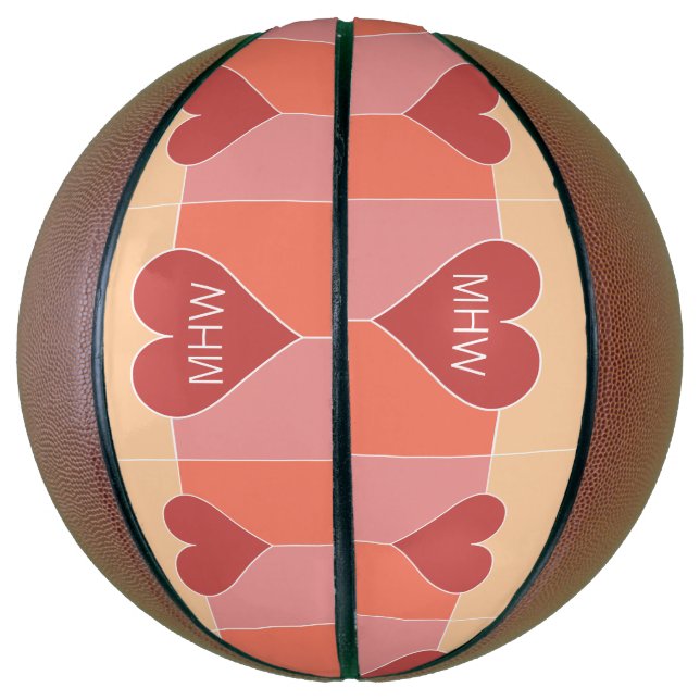 Balón De Baloncesto Monograma de personalizado de patrón cardíaco balo (Vertical)