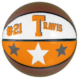 Balón De Baloncesto Monograma Naranja, gris y blanco