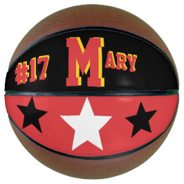 Balón De Baloncesto Monograma rojo, negro y oro