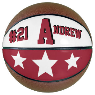 Balón De Baloncesto Monograma rojo y blanco