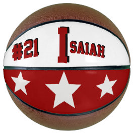 Balón De Baloncesto Monograma rojo y crema