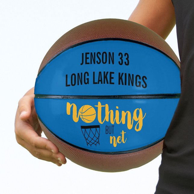 Balón De Baloncesto Nada más que azul neto y amarillo personalizado (Subido por el creador)