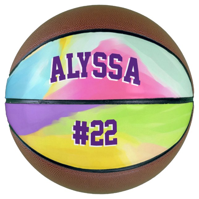 Balón De Baloncesto Naranja arco iris personalizada (Anverso)