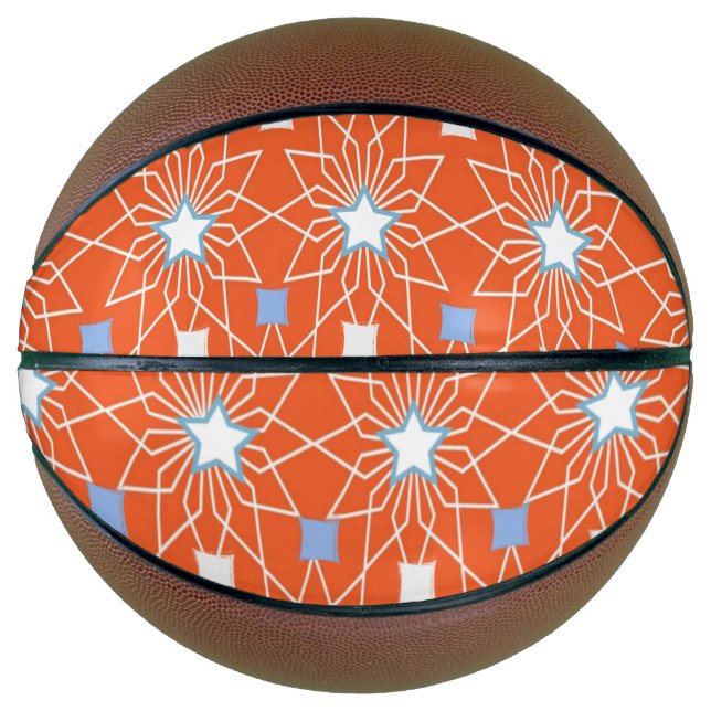 Balón De Baloncesto Naranja de baloncesto White Blue Stars (Anverso)