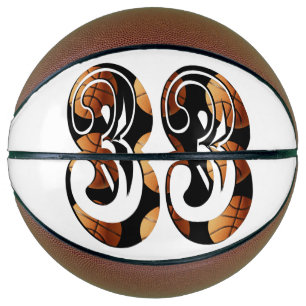 Balón De Baloncesto Naranja dimensional Número 33 de baloncesto negro,