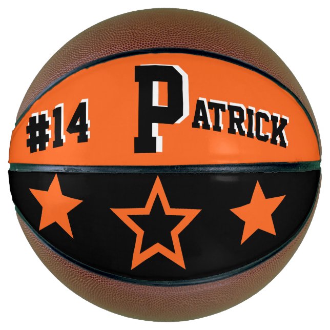 Balón De Baloncesto Naranja monograma y negro (Anverso)
