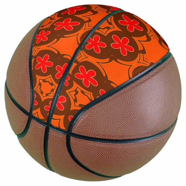 Balón De Baloncesto naranja retro de papel tapiz 1970 (Angular)