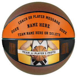 Balón De Baloncesto Naranja y negro, personalizado, fotobaloncesto