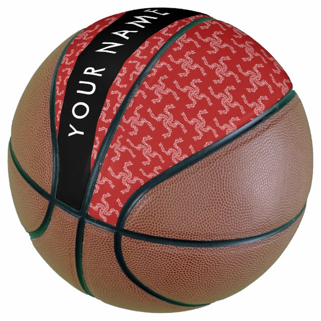 Balón De Baloncesto Navidades Garland, Red, Tu nombre, Personalizar (Angular)