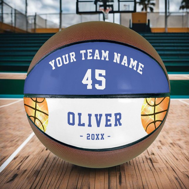 Balón De Baloncesto Niños Jugadores Azules Modernos Personalizados (Subido por el creador)