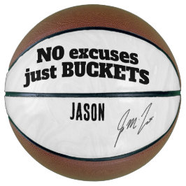 Balón De Baloncesto No Excuses Just Buckets – Personalized Motivationa