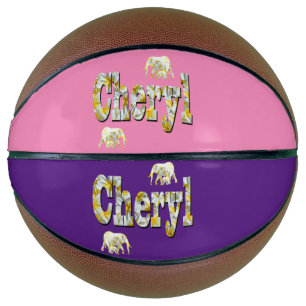 Balón De Baloncesto Nombre De Cheryl Con Elefantes, Baloncesto