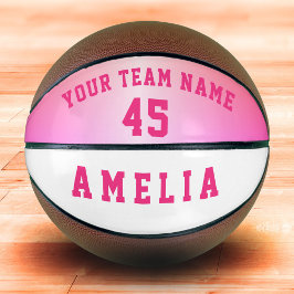 Balón De Baloncesto Nombre de equipo de jugador moderno metálico rosa 