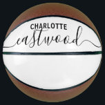Balón De Baloncesto Nombre de firma de script personalizado<br><div class="desc">Un nombre de firma de guión de moda para el baloncesto personalizado. Añade tu nombre para una mujer o un hombre. ¡Un gran regalo de equipo de espiral para él o ella!</div>