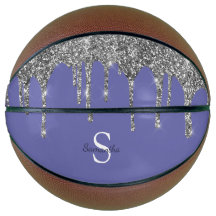 Nombre de monograma con gotas de brillo plateado C