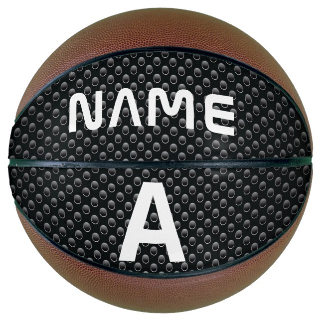 Balón De Baloncesto Nombre de monograma personalizado Textura en blanc (Anverso)