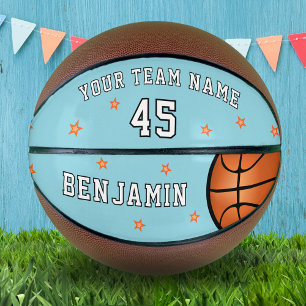 Balón De Baloncesto Nombre del equipo azul personalizado número estrel