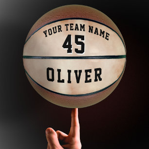Balón De Baloncesto Nombre del equipo de jugador de acuarela naranja N