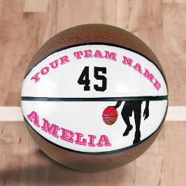 Balón De Baloncesto Nombre del equipo de jugador moderno rosa número c