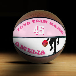 Balón De Baloncesto Nombre del equipo de jugador rosa Número Chica 