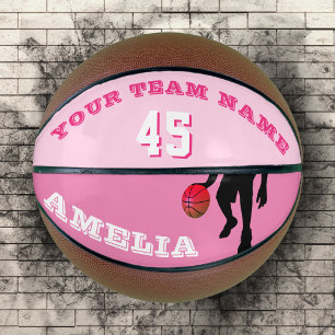 Balón De Baloncesto Nombre del equipo de jugadora rosa Número Chica