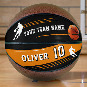 Balón De Baloncesto Nombre del equipo del jugador negro Número Silueta