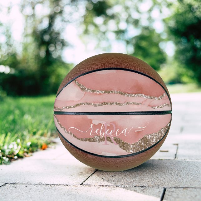 Balón De Baloncesto Nombre del guión del guión del monograma de mármol (Subido por el creador)