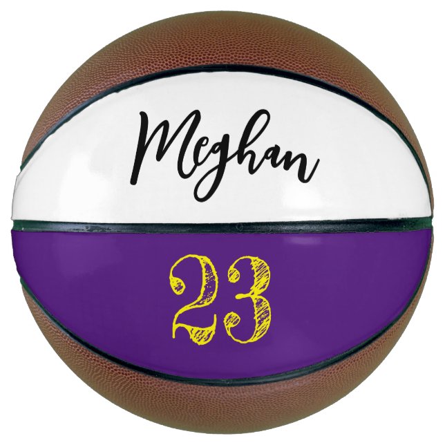Balón De Baloncesto Nombre del guión del personalizado Número Púrpura  (Anverso)